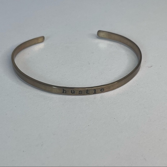 Hustle Personalized Cuff Bracelet Gold. Empower Inspire Women Empowerment - Picture 3 of 4